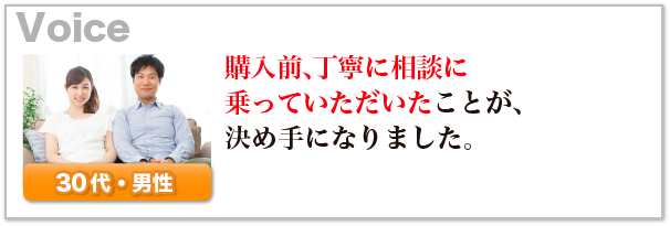 購入前、丁寧に相談に乗っていただいたことが決め手に